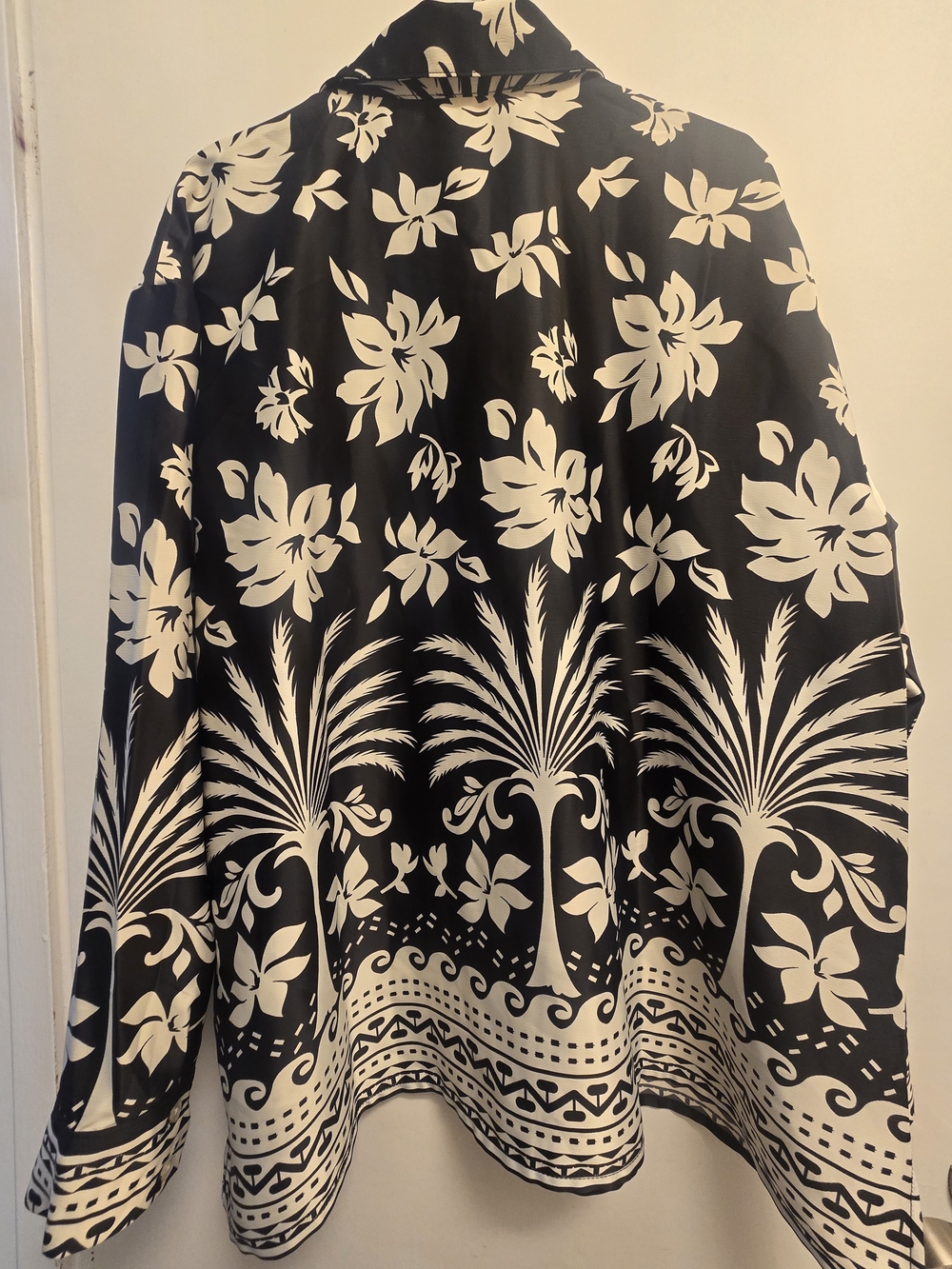 Intempo Black and White Tropical Palm Tree Print Button-Up Shirt Size XL
